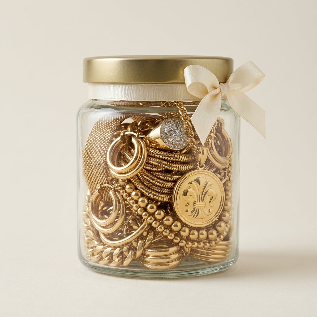 A Curio Jar filled with jewelry